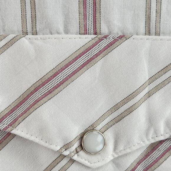 H Bar C Ranchwear Arco 1018 USA Western Pearl Snap Short Sleeve Striped Size 17 - Picture 6 of 16